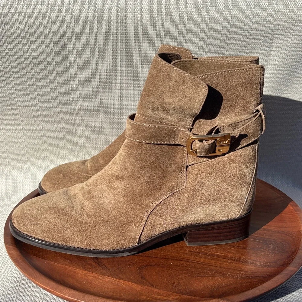 Tory Burch Women’s Brooke Ankle Bootie Tan Suede Sz 8